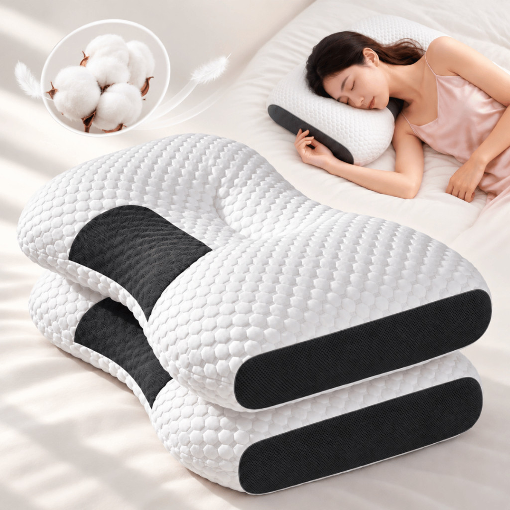 Travesseiro Ortopédico Cervical 74x48cm, Ideal para Dor no Pescoço, Melhora a Qualidade do Sono, Hipoalergênico