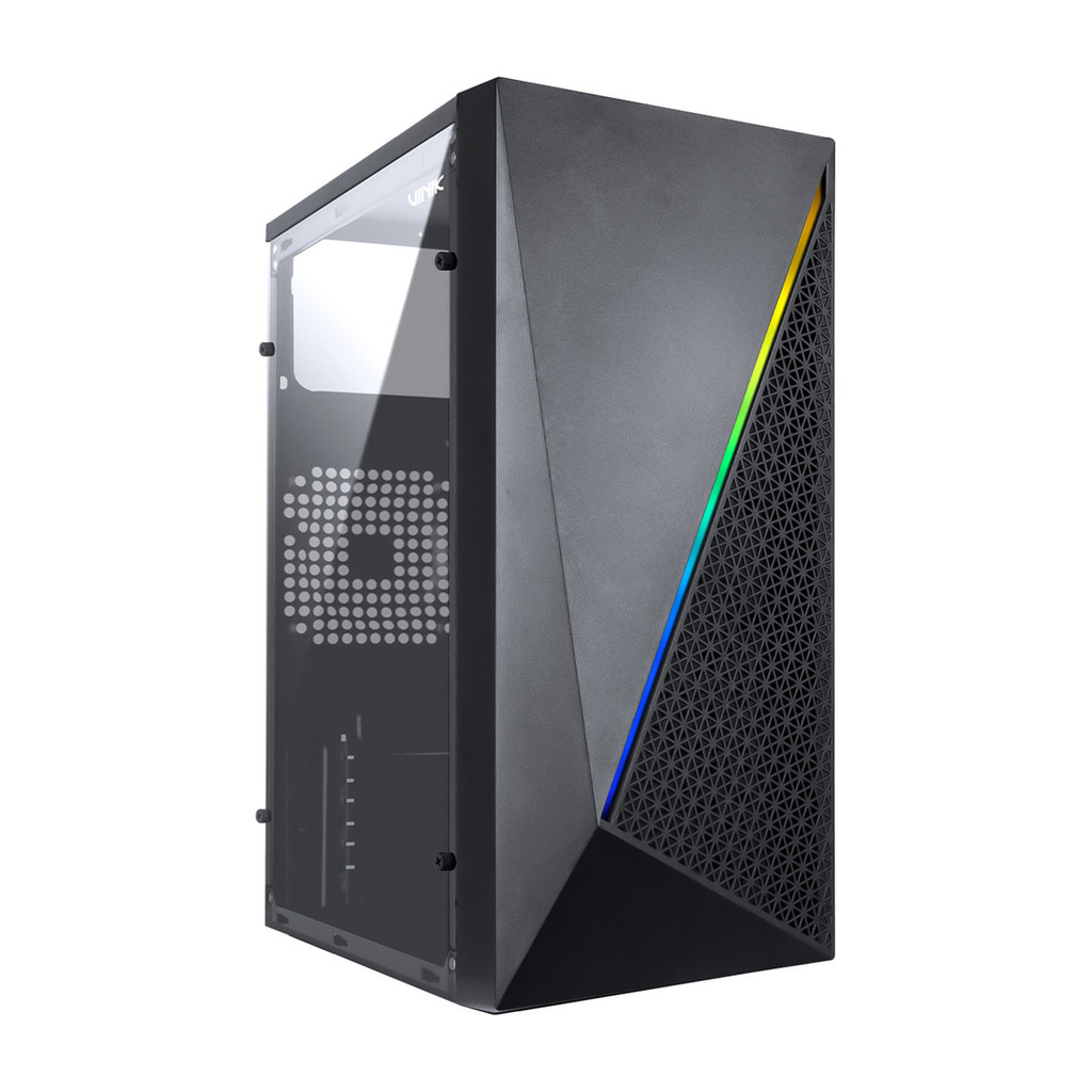 Gabinete Gamer Mid Tower Lateral em Acrílico LED RGB Frontal Vinik Murk GGMACBK Preto Micro ATX Mini ITX