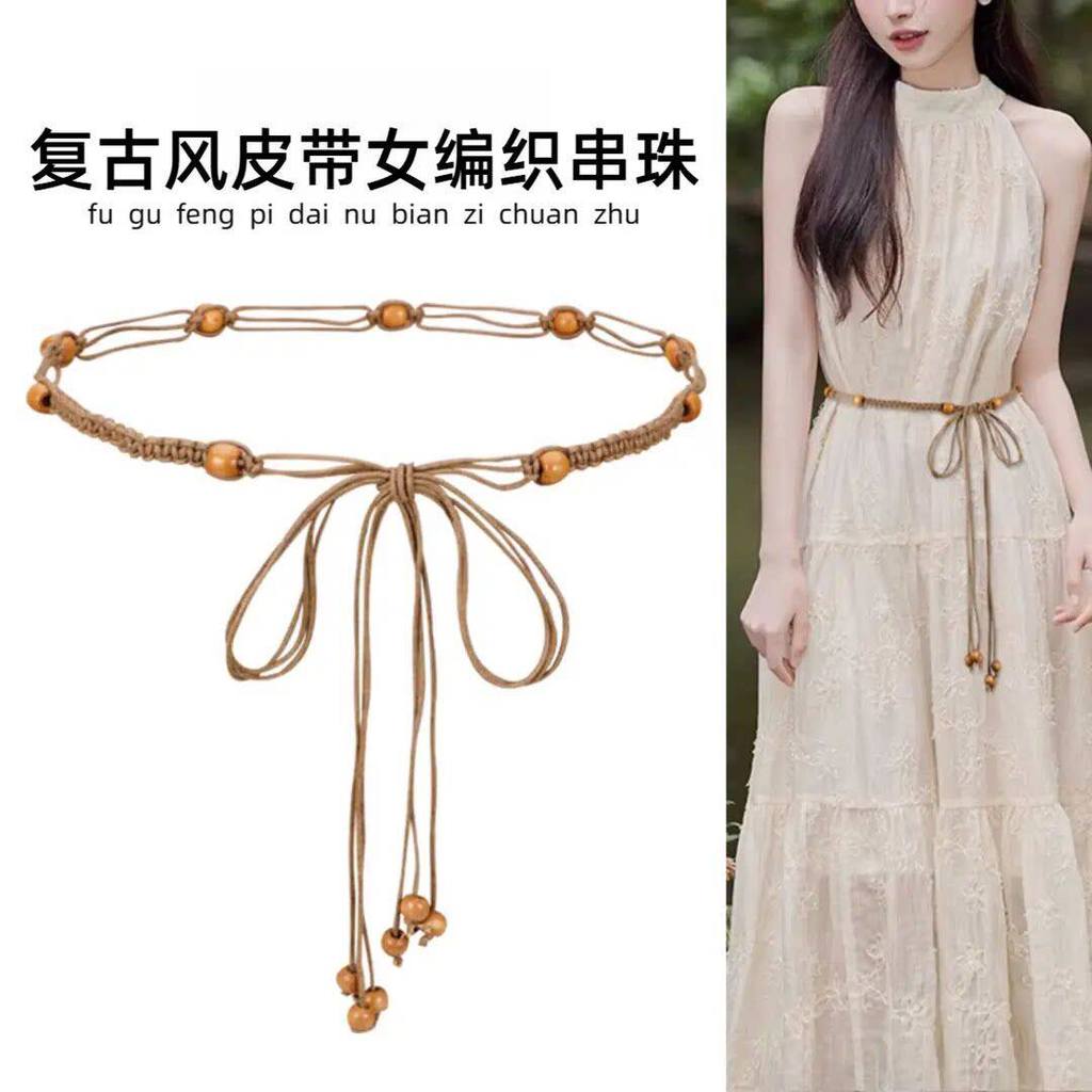 Retro simples cinto de corda de cera estilo étnico feminino trançado cinto frisado cintura corda All-Match nicho Design 