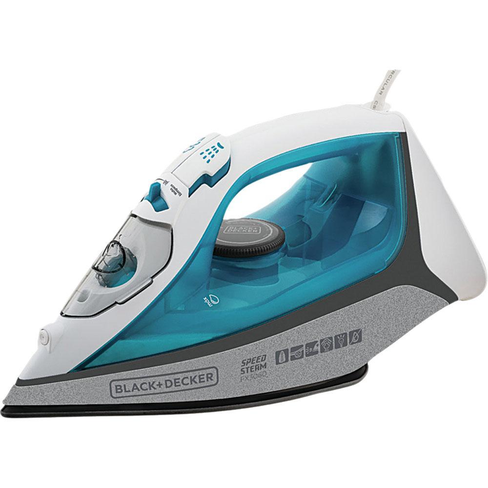 Ferro de Passar Roupa Vapor Spray Black&Decker FX3060 com Base Ceramic Gliss Azul 127V