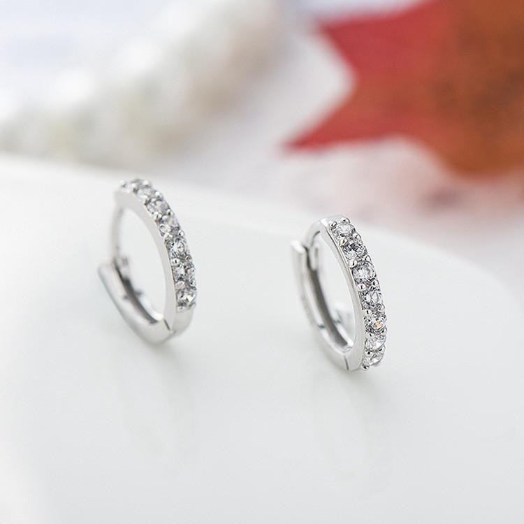 Círculo geométrico brincos feminino ins doce diamante-cravejado única fileira brincos de diamante simples brincos pequen