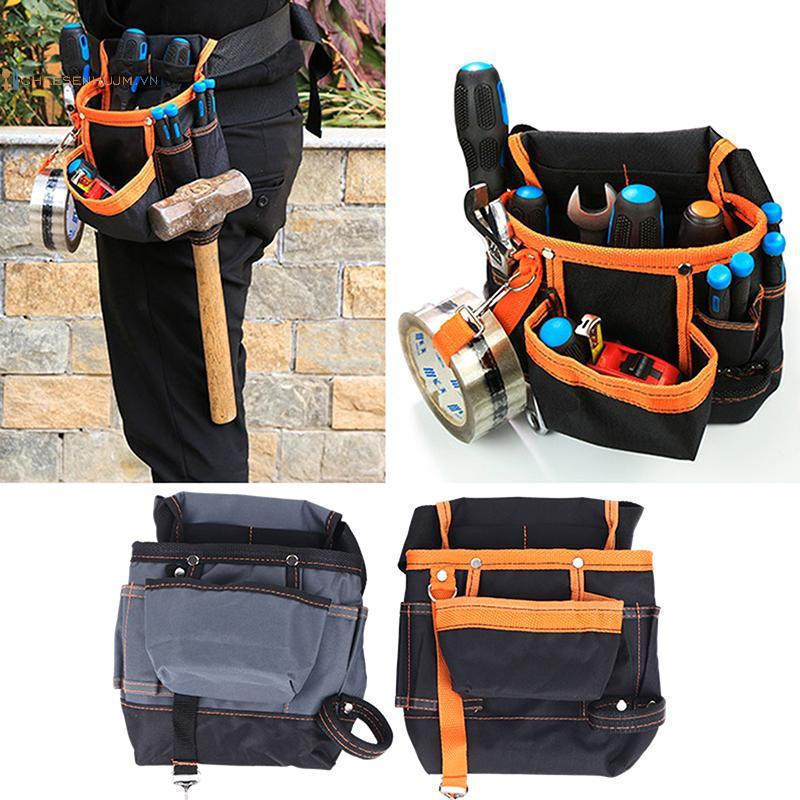 Bolsa de cintura com vários bolsos, ideal para eletricistas, carpinteiros, ferramenteiros, uso geral, ferramentas, 600D,