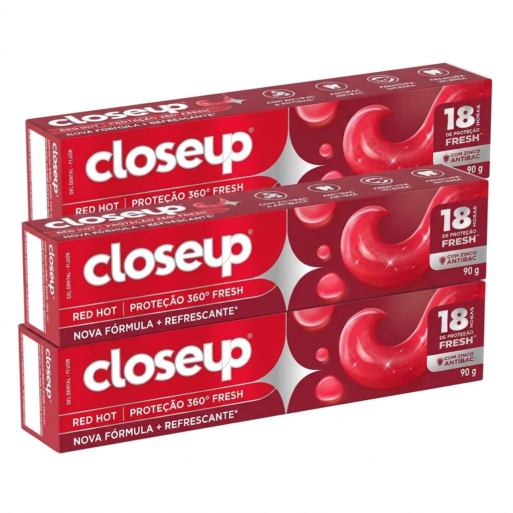 KIT 3 Creme Dental CloseUp Red 90g