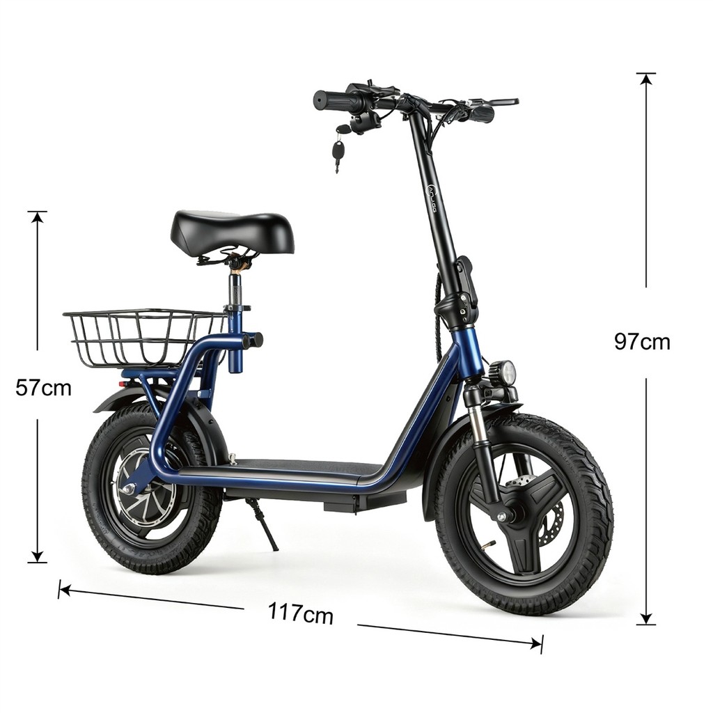 Bicicleta Elétrica Patinete Eletrico Scooter Elétrica 120Kg 450W Com Cesto e Bluetooth