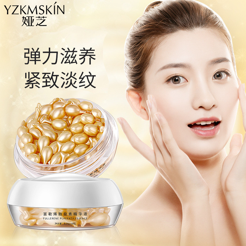 [Estoque pronto] Yazhi Fullerene Placenta Capsule Essence Firmador Anti-Rugas Fade Lines Hidratante Hidratante Facial Es