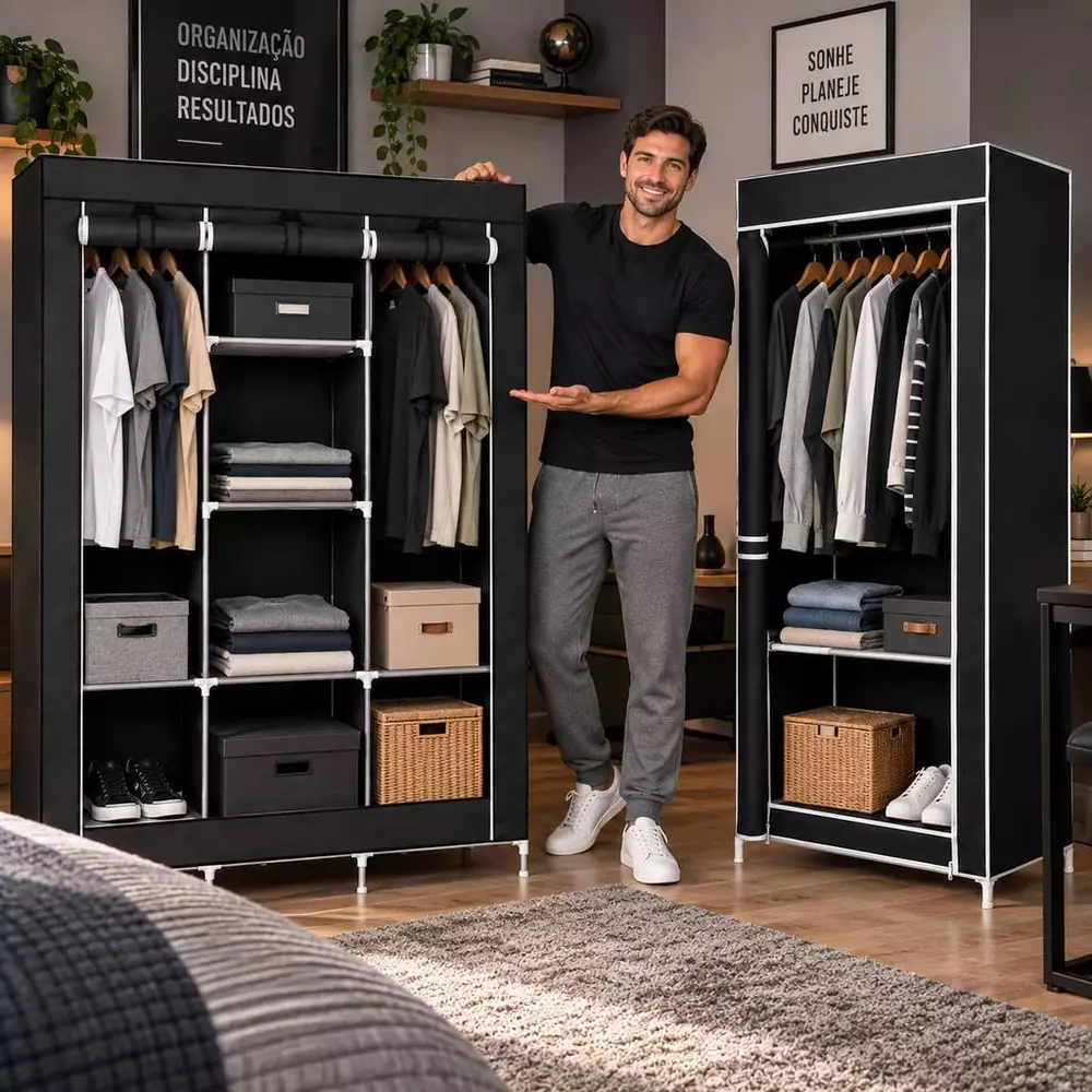 Guarda Roupa Portátil Barato Simples em TNT Diversos Modelos Organizador Prático Compacto Closet Roupas