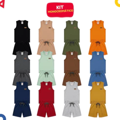 Kit 12 Peças Minimalistas Regata Menino Infantil Conjunto Verão Algodão