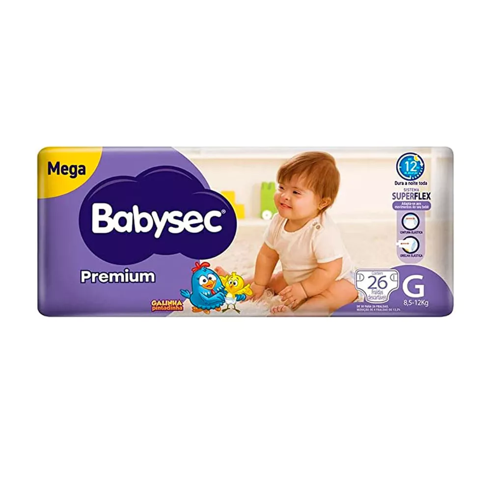 Fralda Descartável Babysec Galinha Pintadinha Premium G - 26 Tiras