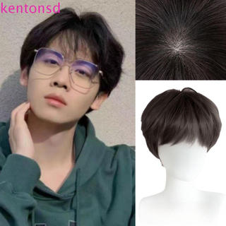 KENTONSD – Peruca masculina moderna, estilo coreano, cabelo curto com franja, camadas naturais, ideal para cosplay, cor:
