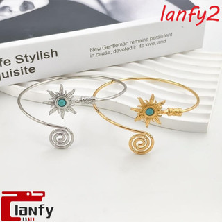 Pulseira LANFY Para Mulheres , Punho De Braço Em Liga Turquesa , Acessório De Pulso , Corrente Aberto Largo