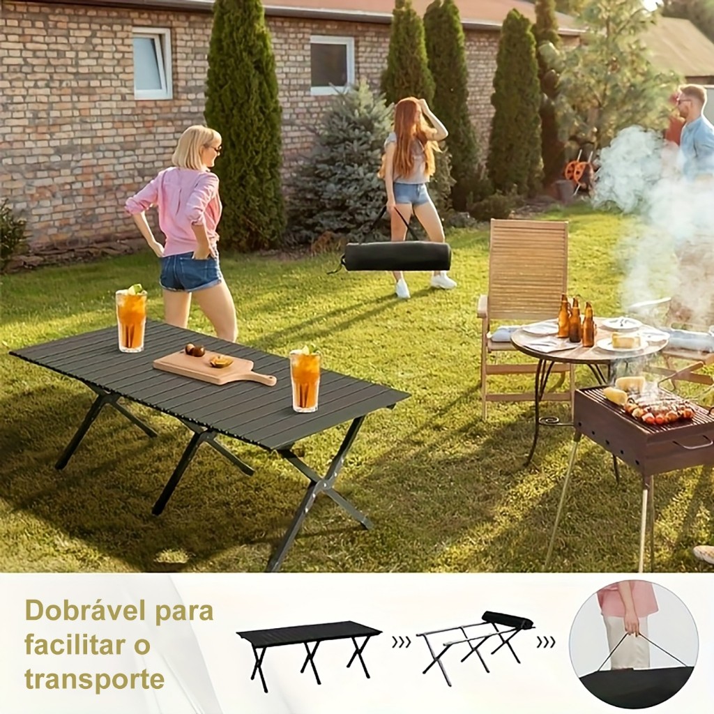 Mesa Dobrável Portatil 120X60cm Mesa de Campismo Camping Praia Acampamento — imagem 2 de 2