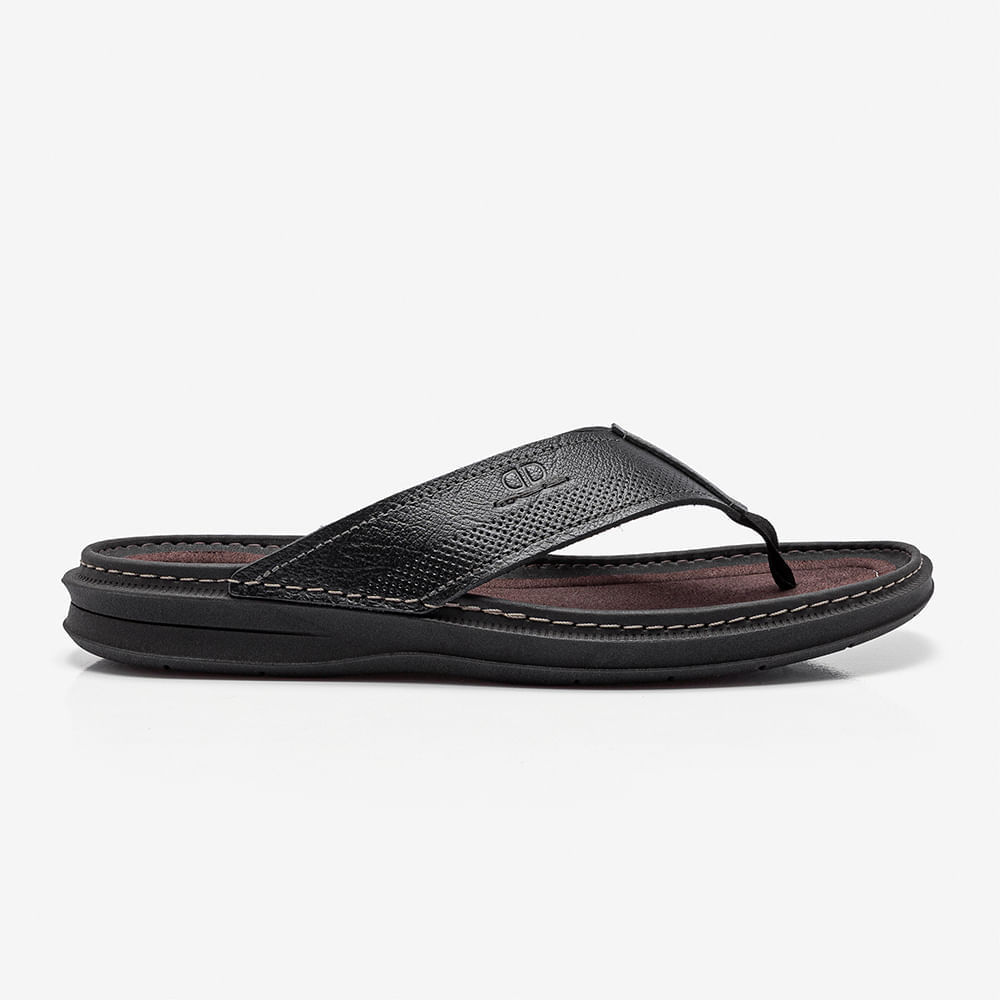 Chinelo de Couro Lazy Preto