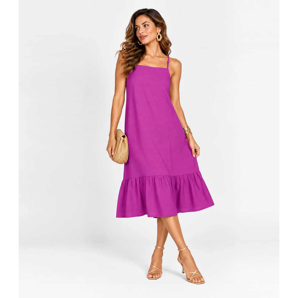 Vestido Longo De Alça E Recorte Maria Infinita Cor Roxo