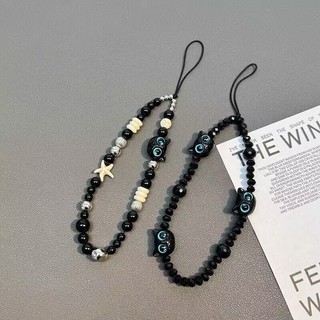 Corrente de telefone móvel preto três gatos contas de telefone móvel legal preto japão coreia CCD cordão DIY High-End mã