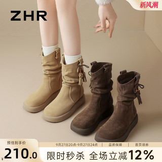 Retro botas curtas femininas 2026 novo estilo outono inverno Melade botas de pilha de sola grossa mais veludo botas ocid