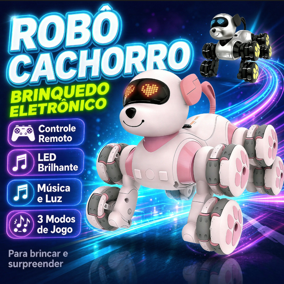 Cachorrinho robô inteligente – pet interativo programável, que dança e canta, perfeito para crianças de 3 a 8 anos