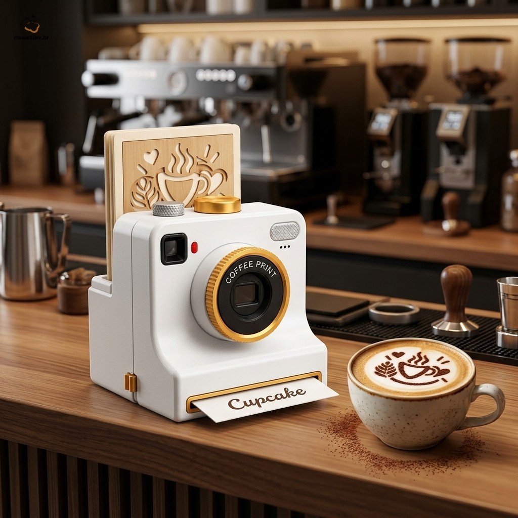 Impressora Manual De Arte Em Pó De Café Câmera Com Leite Impressa 3D Dispensador Mecânico De Um Toque , Quatro Cartões D