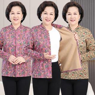 Novo estilo roupas de aquecimento para idosos feminino médio-grosso térmico confortável velo Cardigan par da mãe roupas 