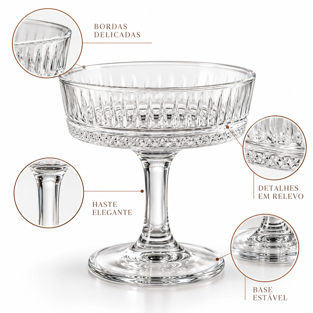 Conjunto 6 Taças De Vidro 195ml - Para Sobremesas Decoração Taça de Sobremesa — imagem 2 de 2