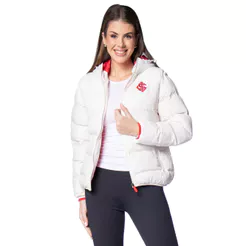 Jaqueta Feminina Lotus Inter 2026 Puffer Capuz Off White
