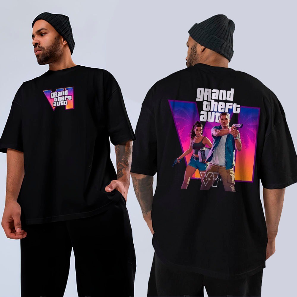 Camiseta GTA 6 Arte Exclusiva Lançamento Game Unissex Básica Oversized Streetwear