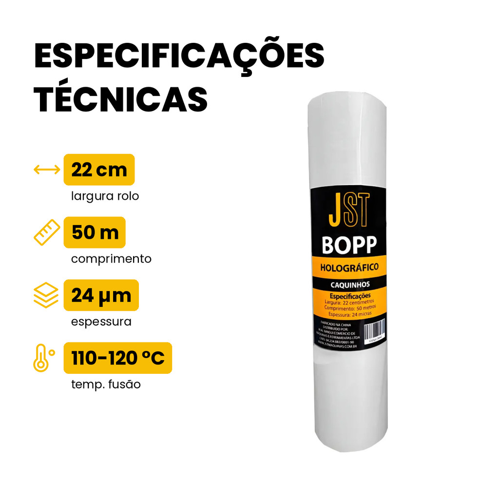 Filme BOPP Holográfico Caquinhos JST 22cm x 50m 24 Micras Laminação A4 · foto 2