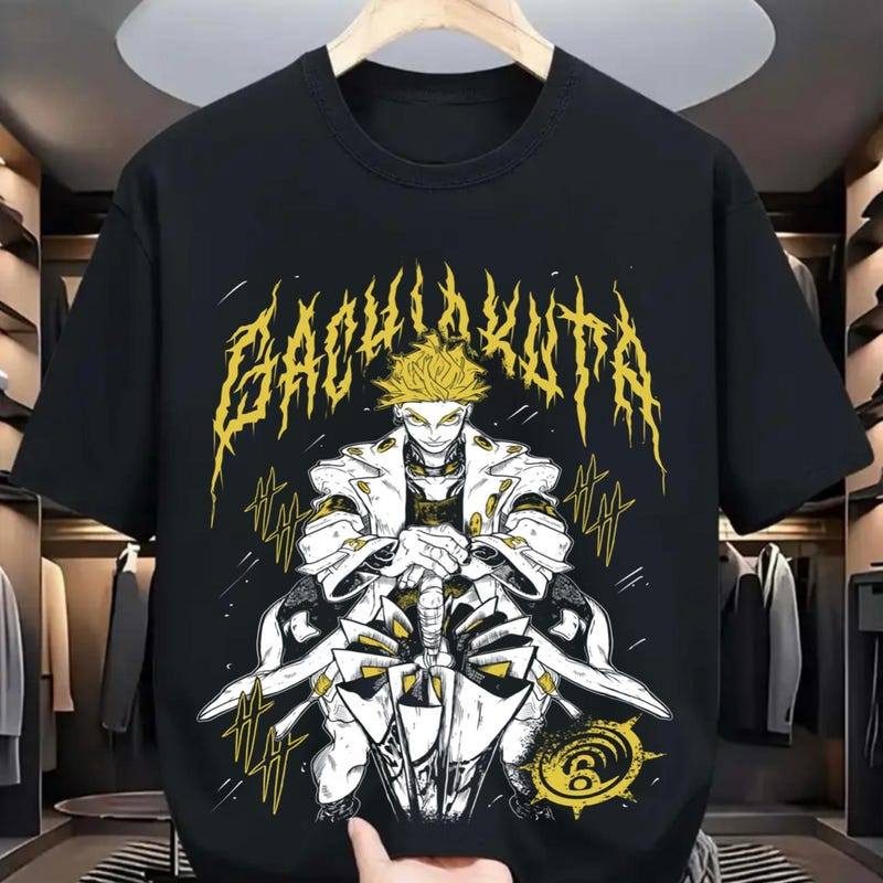 Camiseta Unissex Premium De Algodão Estampada Personagem De Anime Cor Preta Para Uso Casual Lazer Diário E Eventos De