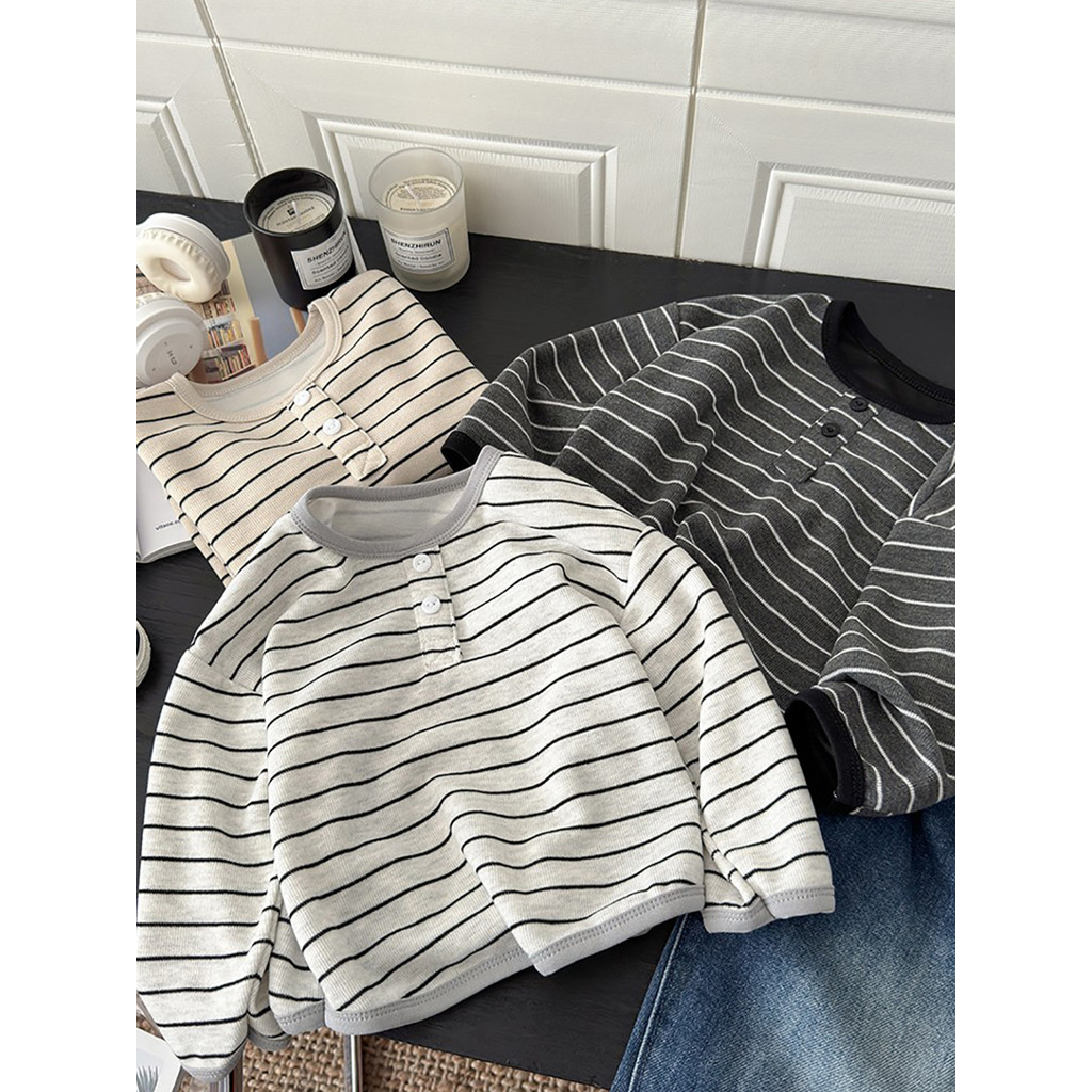 Crianças Casual manga comprida camiseta de fundo outono novo estilo meninos japonês estilo coreano meninas camisa de fun