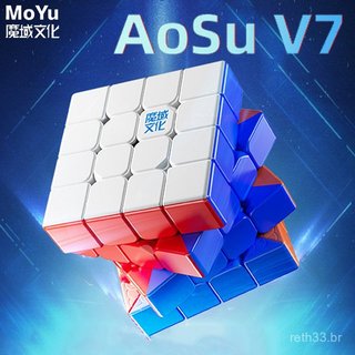 Cubo Mágico Magnético MOYU AOSU V7 4x4x4 4x4 Quebra-Cabeça de Velocidade Profissional Brinquedo de Presente