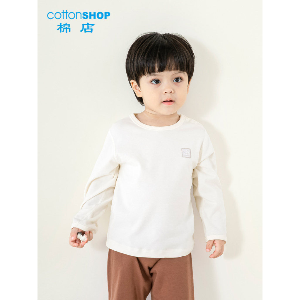 Loja de algodão crianças camiseta de manga comprida primavera outono primavera puro algodão bebê Homewear topos meninos 