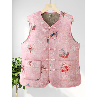Novo estilo chinês colete roupas femininas idosas de meia-idade roupas da mãe impresso estilo chinês forro de lã primave