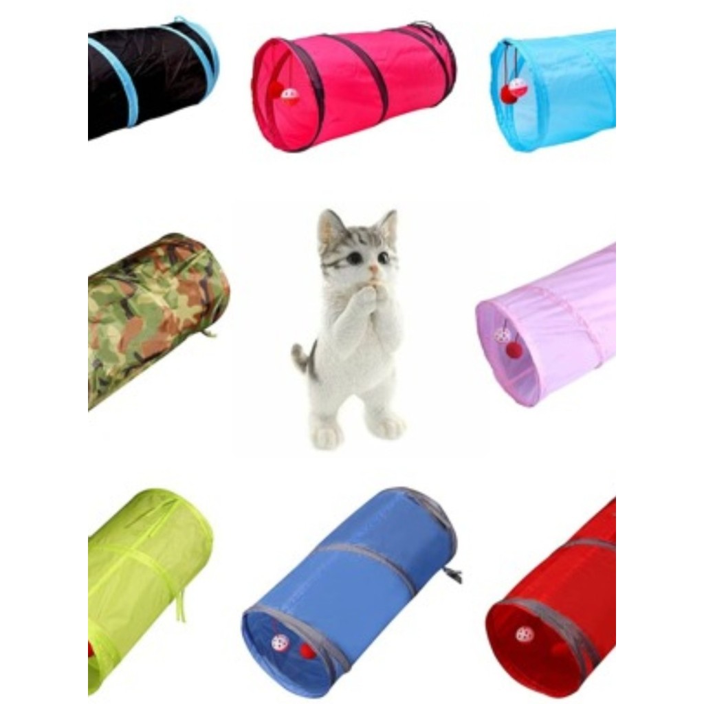 Coleção bidirecional túnel para gatos de estimação gato arco-íris canal balde de broca interativa brinquedo dobrável par