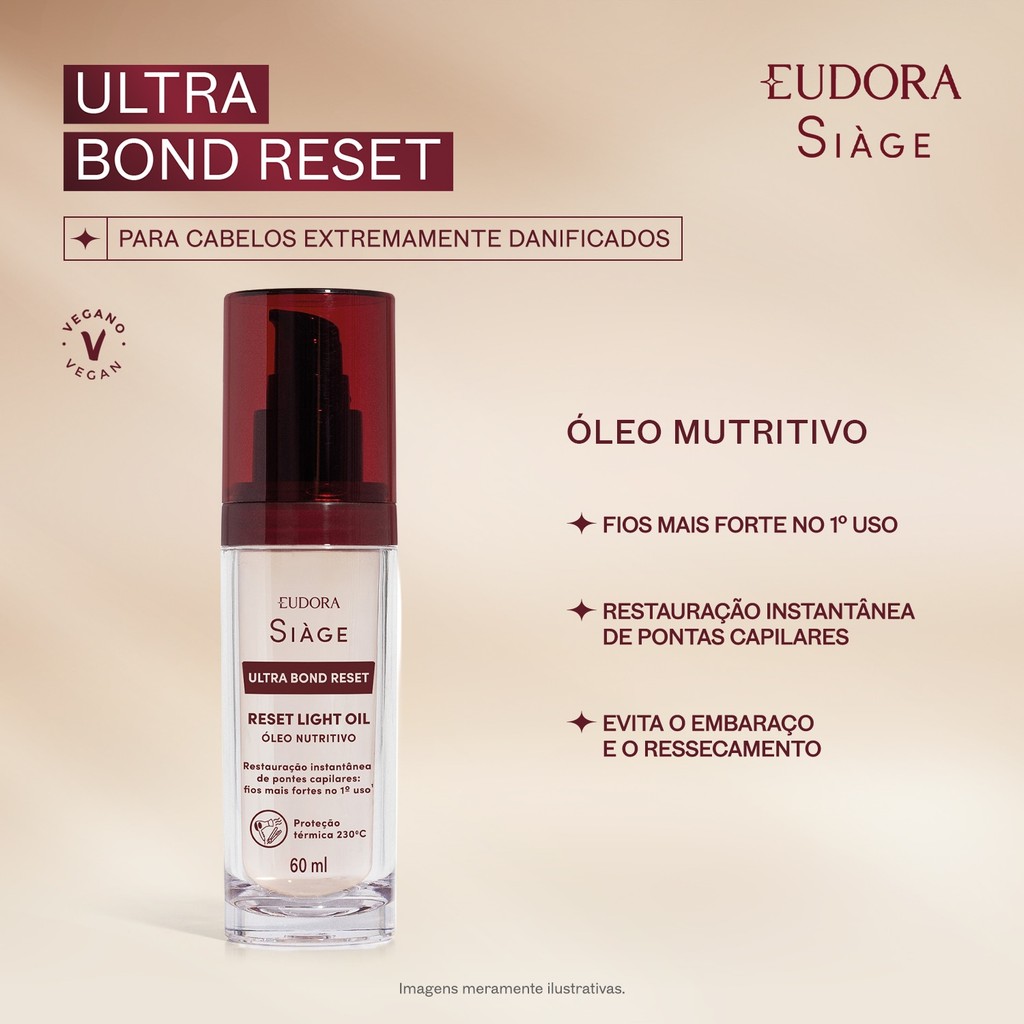 Eudora Siàge Óleo Nutritivo Ultra Bond Reset Light Oil 60ml — imagem 2 de 2