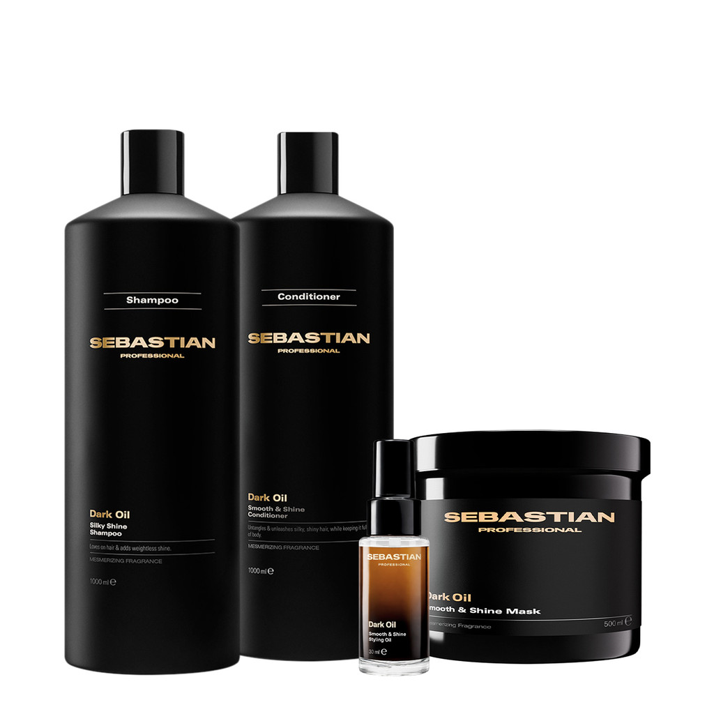 Kit Sebastian Professional Dark Oil - Shampoo Condicionador Litro Mask 500 e Óleo 100 (4 produtos)