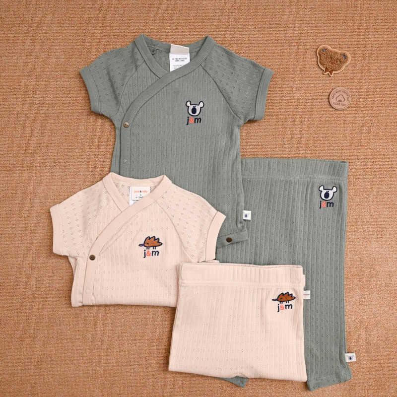 Comércio exterior europeu americano bebê primavera outono algodão de manga curta camiseta superior triângulo macacão Leg