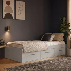 Cama de Solteiro com 3 Gavetas Genebra Arenas Arenas