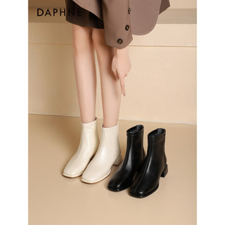 Daphne botas curtas de salto grosso feminino 2026 novo estilo outono Martin botas femininas brancas nuas botas francesas