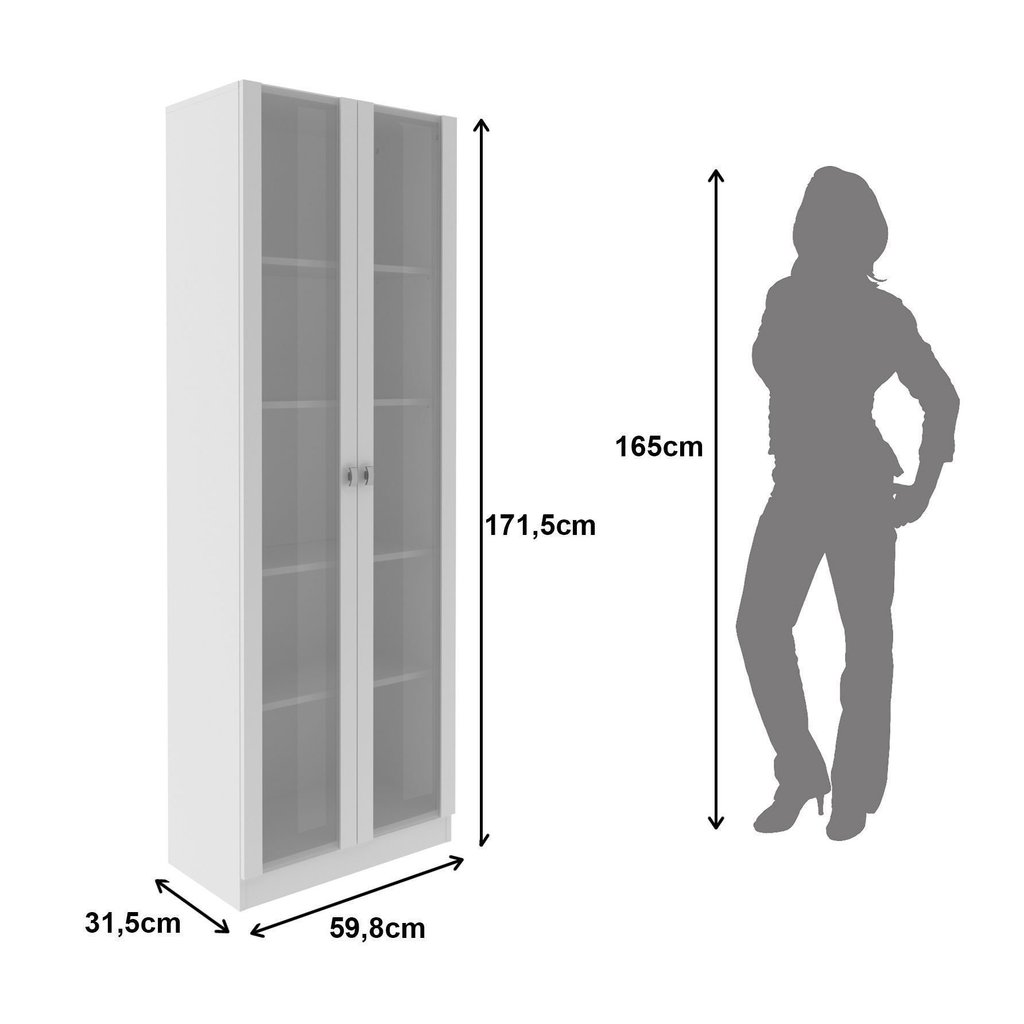 Armário para Escritório com 2 Portas de Vidro e 5 Prateleiras ME4115 Branco Branco · foto 2