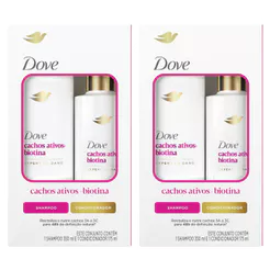 Kit Dove Cachos Ativos + Biotin Shampoo 350ml + Condicionador 175ml - 2 Unidades