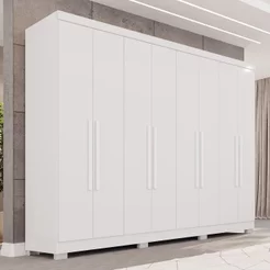 Guarda-Roupa Casal 8 Portas 4 Gavetas com Pés França Espresso Móveis Branco Branco