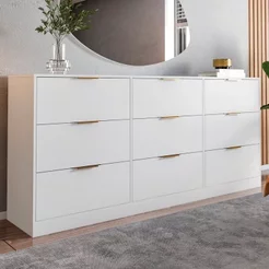 Cômoda para Quarto com 9 Gavetas 200 cm X 90 cm Sun Yescasa Branco