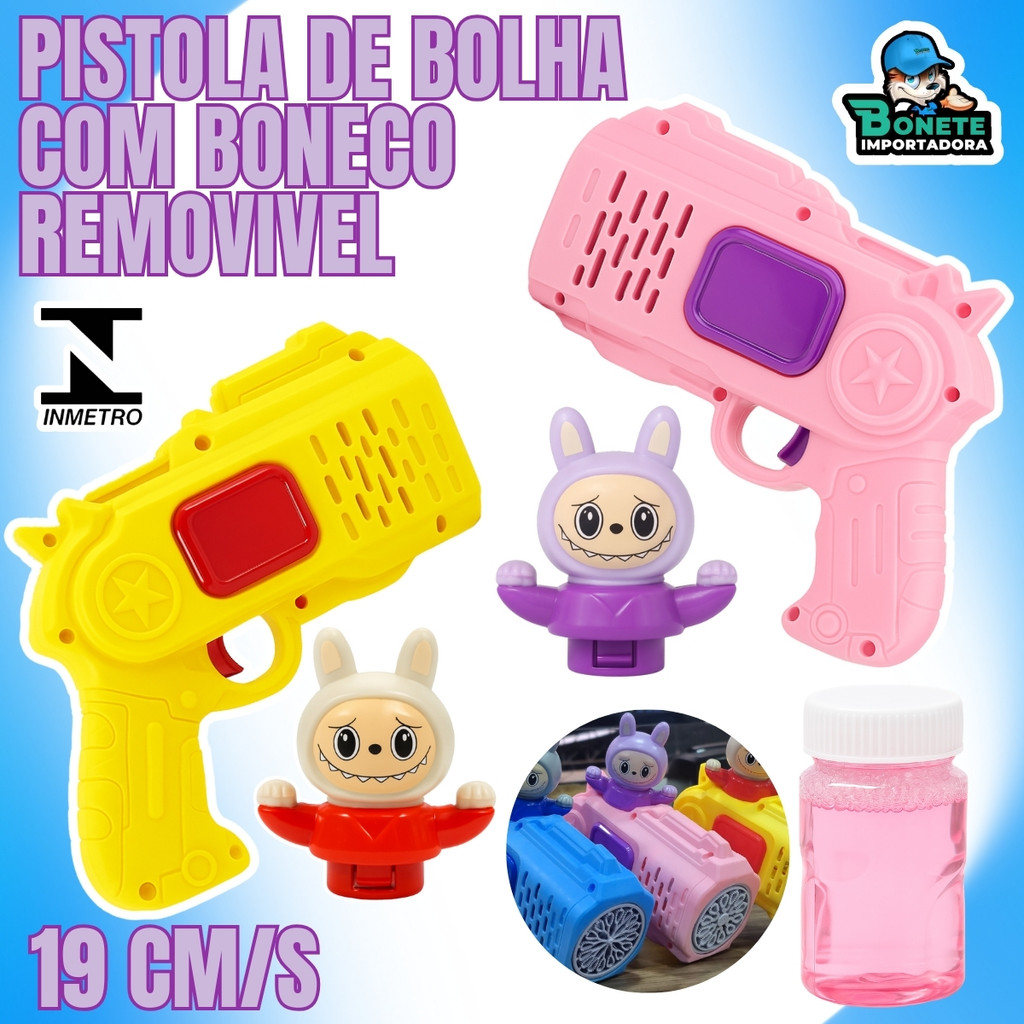 Bubble Gun Infantil com Boneco Removível – Luz, Magia e Alegria nas Brincadeiras