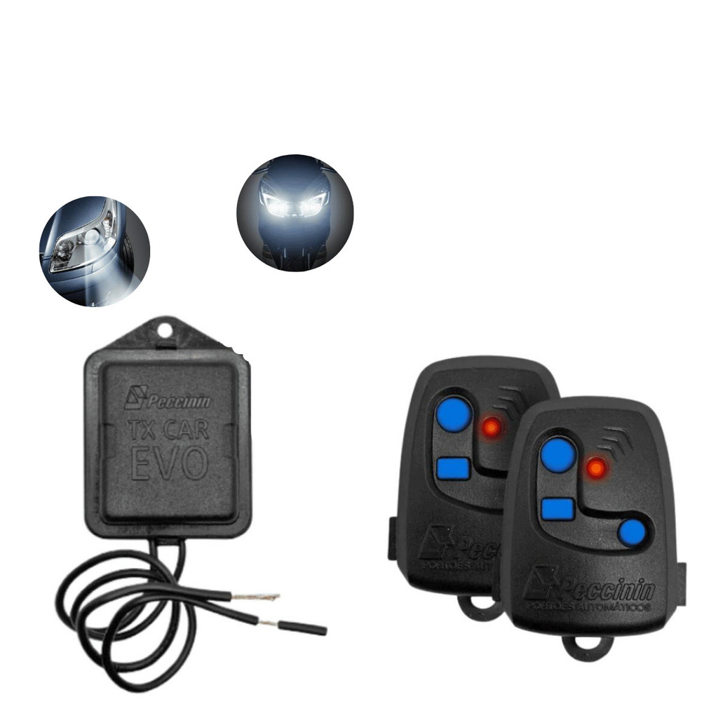 Kit 2 Controles Remoto 3c Tx Car Evo Nice Peccinin Farol Carro Moto Portão 12V