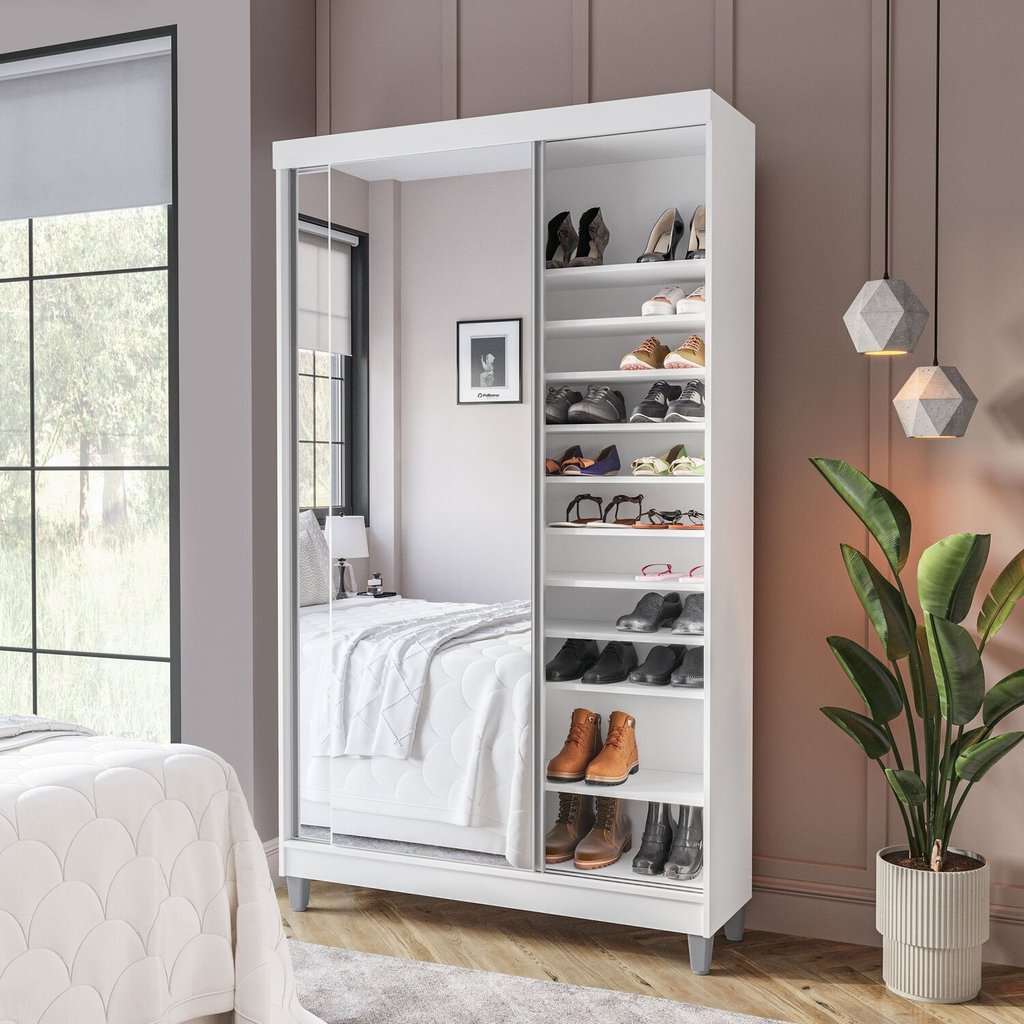 Sapateira 2 Portas de Correr com Espelho e 20 Prateleiras Ajustáveis Diamante Yescasa Sim em Oferta na Shopee