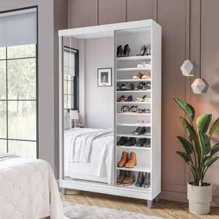 Sapateira 2 Portas de Correr com Espelho e 20 Prateleiras Ajustáveis Diamante Yescasa Sim em Oferta na Shopee