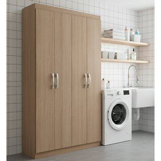 Armário Multiuso 4 Portas 8 Prateleiras Milão Espresso Móveis Marrom em Oferta na Shopee