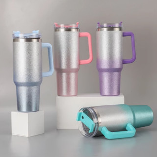 Copo térmico Brilho Glitter de aço inoxidável 1200ML com tampa e canudo em Oferta na Shopee