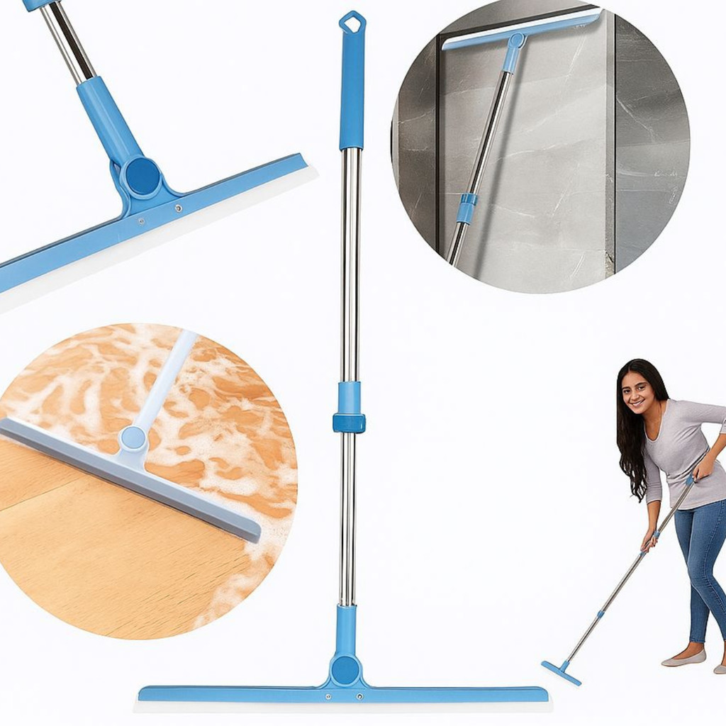 Rodo de Silicone Para Limpeza de Pisos Vidros Com Gancho Secos e Molhados Uso Duplo Vassoura Mágica