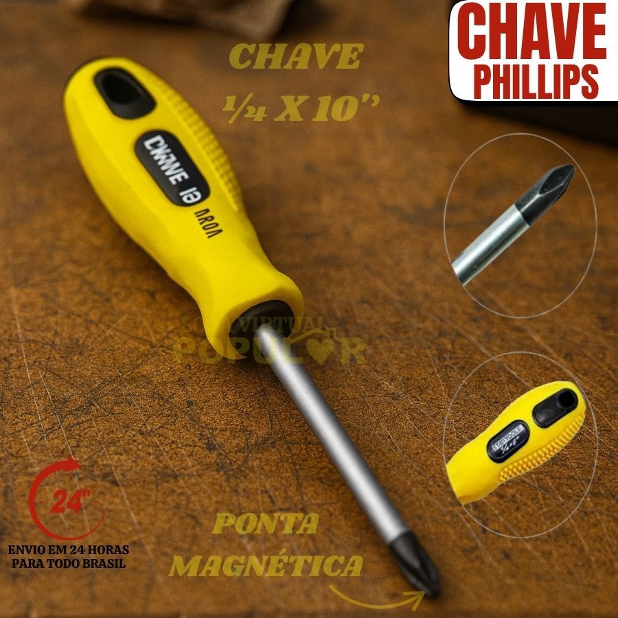 Ferramenta Chave Phillips 1/4X10'' Startools Ferramentas Aço Cromo Vanadium Pro Cabo Emborrachado