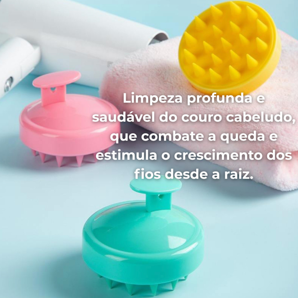 Escova Massageadora Capilar Silicone Limpeza Profunda Grande - Anti Caspa e Anti Oleosidade